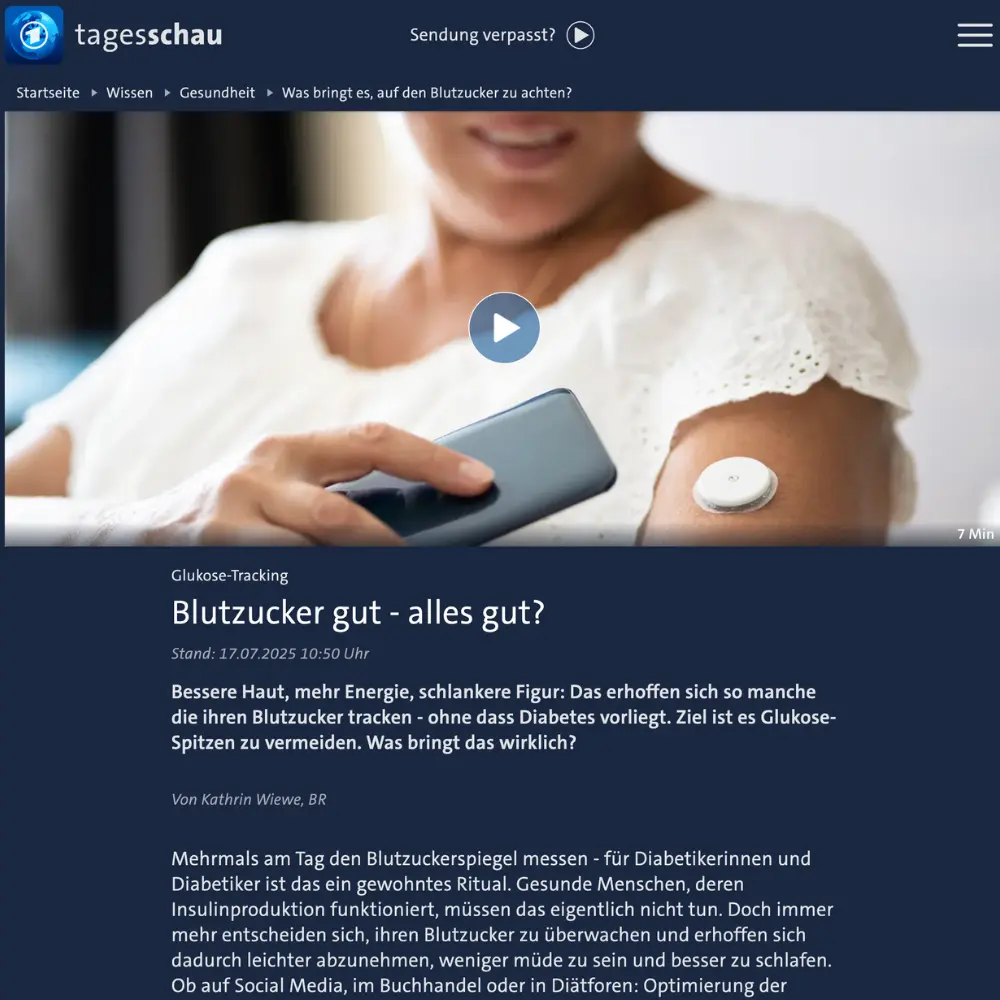 Tagesschau Artikel: Blutzucker gut - alles gut?